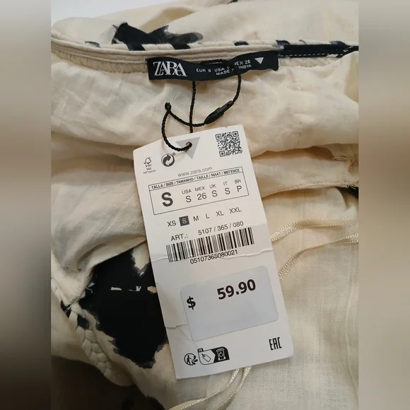 Zara Cream and Black Geometric Maxi Dress - Picture 6 of 7